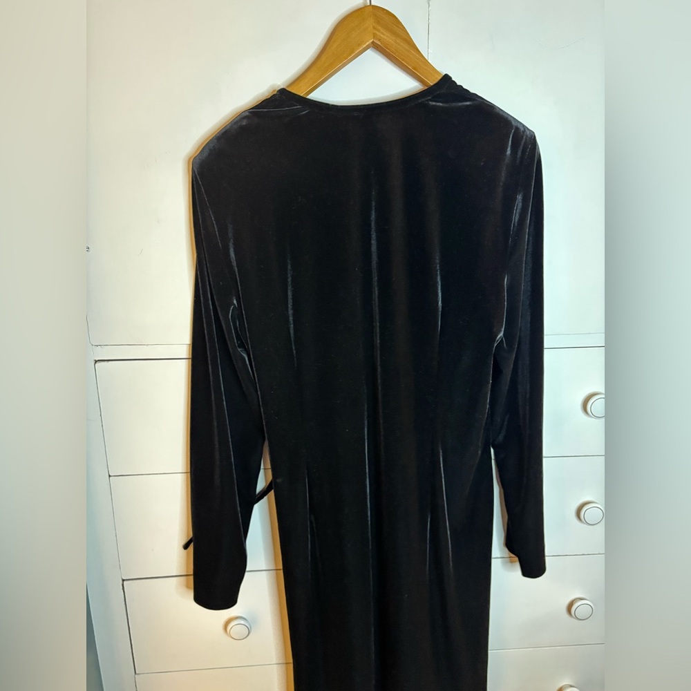 Talbots Black Velvet Wrap Dress - Picture 2 of 9